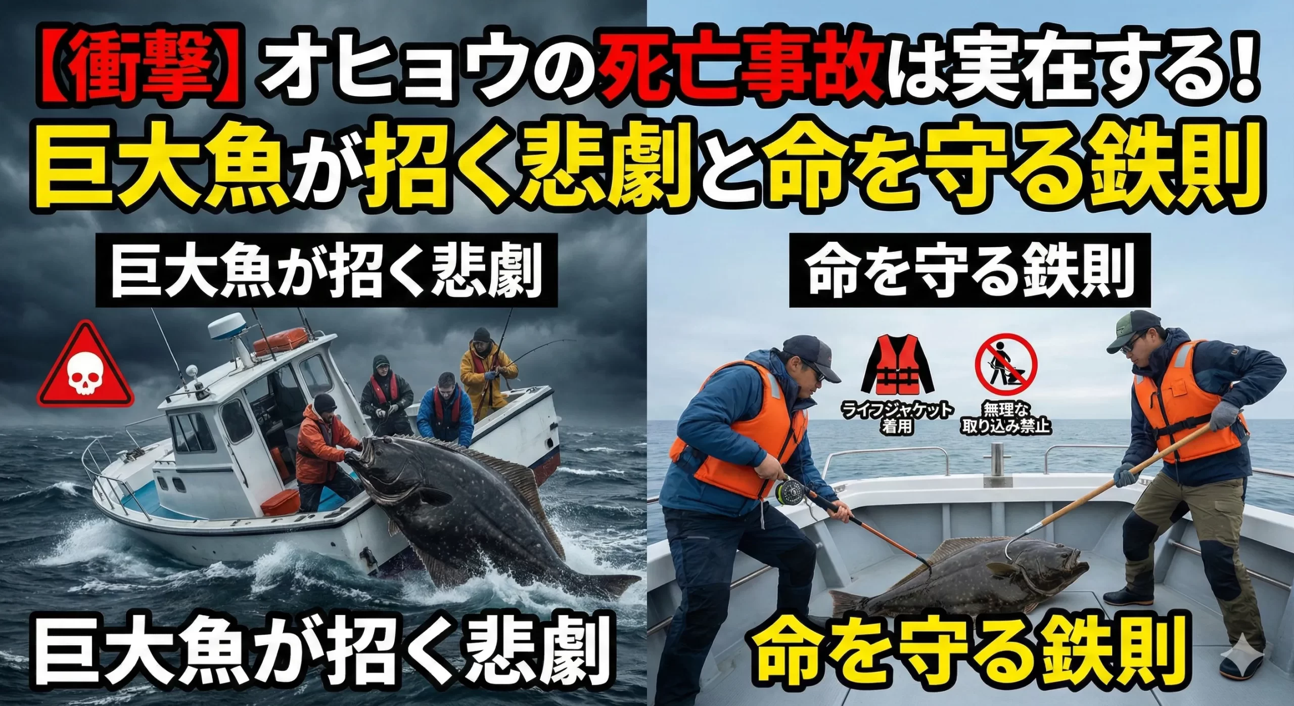 【衝撃】オヒョウの死亡事故は実在する!巨大魚が招く悲劇と命を守る鉄則