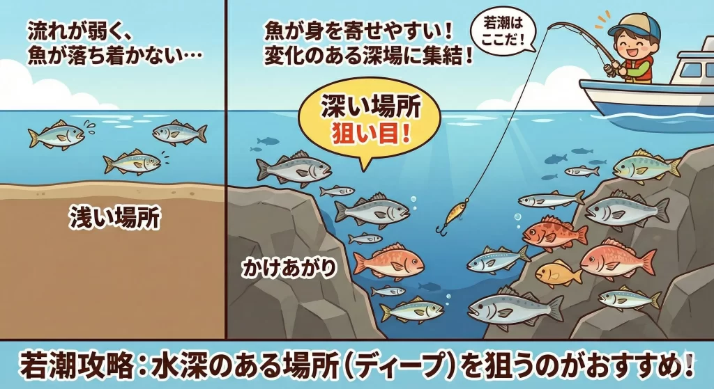 2. ポイントは「水深がある場所」を