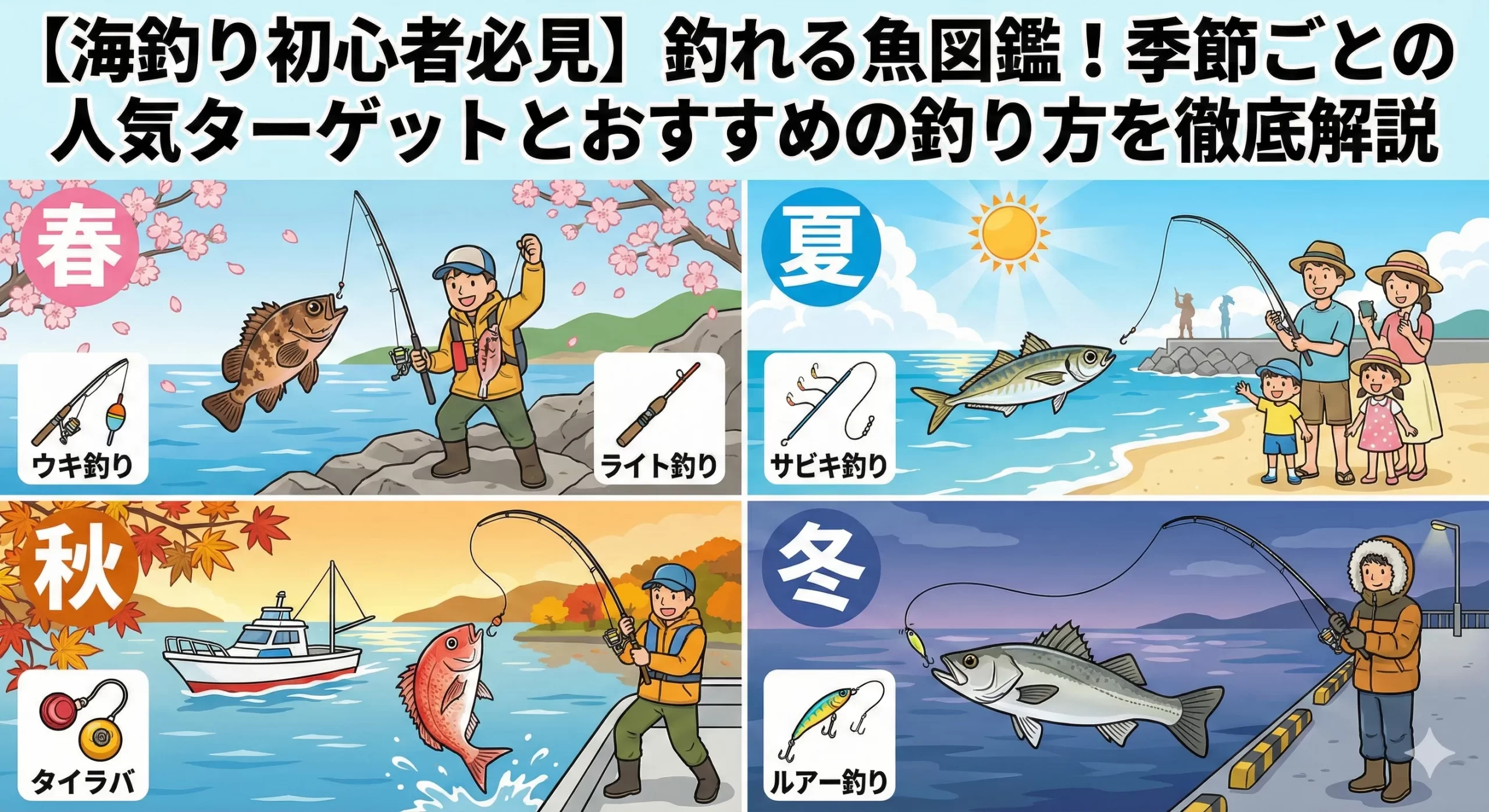【海釣り初心者必見】釣れる魚図鑑！季節ごとの人気ターゲットとおすすめの釣り方を徹底解説